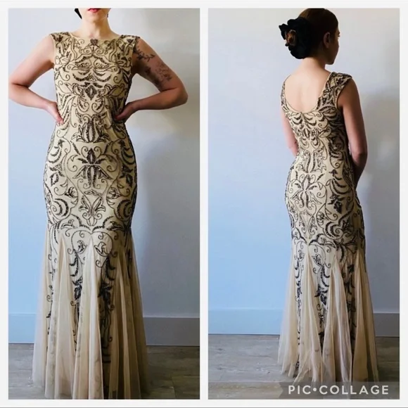 Adrianna Papell beaded sleeveless long gown - Picture 3 of 9